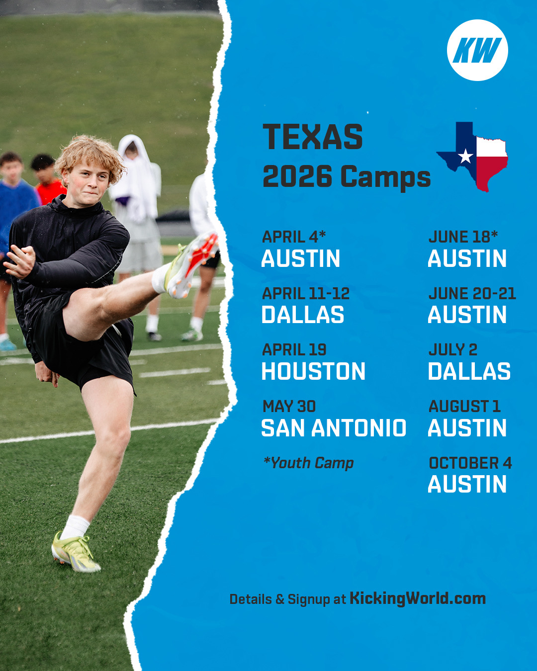 2026 texas kicking camp dates